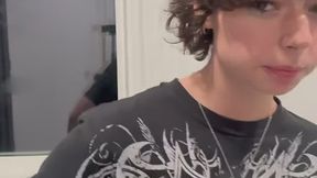 Black T Shirt Lifting to Flash White Boobs amp Pink Nip