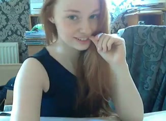 Sweet and slender gingerhead teen masturbates on webcam