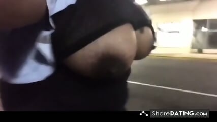 Huge Natural Black Tits Exposed Outdoors