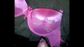 cum pink satin bra