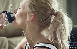 Russian petite MILF model Gerda Rubia flexible posing workout for Playboy