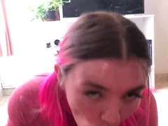 Sexy Brunette Babe Sucks Latino Dick and Smokes