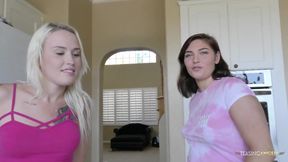 One blonde, one brunette, and a hard white cock are best friends in bed