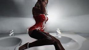 Skyrim's sexy elven maiden and wild tramp get drilled in public toilet