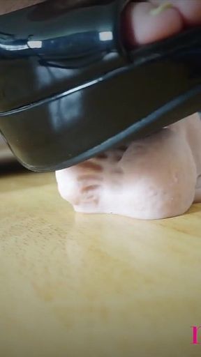 Thrilled by Black Heels- Goddess Rosie Reed Wears Shiny Black High Heels to Step on Your Slave Cock and Balls- Ebony Femdom CBT-