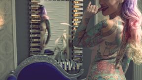 Tattooed Beauty Strips Naked