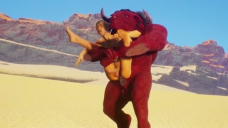 Furry Monster fucks a slave bitch in the sandy desert