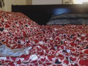 Kitten strips and plays with her feet.