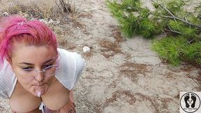 risky public outdoor blowjob fuck doggy cum in mouth pissing