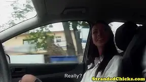 Hitchhiker in stockings fucked in closeup pov