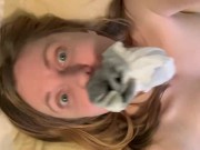 Fuck with panty hose and sock in mouth