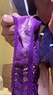 I sniff my dirty panties with white discharge close-up with Russian conversations