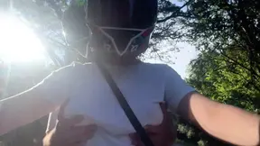Unfaithful biker babe rides big dick in public