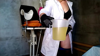 Hot nurse pissing in her office