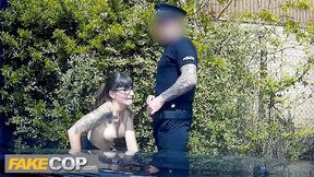 Policeman fucks a geek and spunks over her glasses - Fake Cop