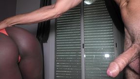 ebony teen 18 blows white cock and gets creampied from behind