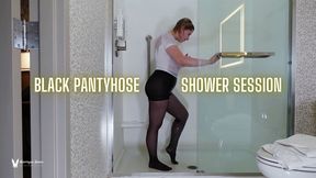 Black Pantyhose Shower Session