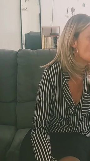Must-share moment from &quot;Mature milf sucks two fans big cock until she gets cum on her face&quot;