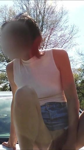 Car Hood Dildo Fuck