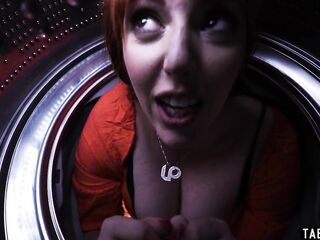 Stepsister and stepson discover mommy being stuck in the dryer