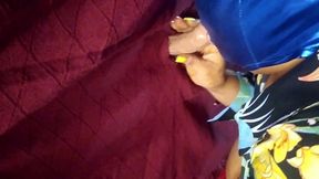 Wife practicing to suck three cocks in Gloryhole