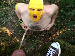 Pissing Master Uses Slave Outdoors for Pleasure