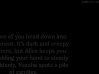 [Animated, Voiced] Your booty will be double stuffed on halloween night with Alice and Yuzuha (Shemale hentai, anal, blowjob, DP)