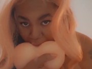 sexy bbw big tit eating doll pussy & milking tits preview of onlyfans & snapchat premium exclusive