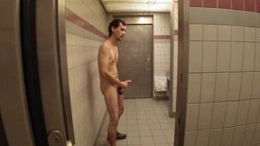 nude jack in a Public wc