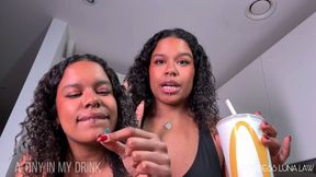 A tiny in my drink - Bratty Giantess finds a tiny man and gives him a Vore fate with her ebony sexy mouth, Female Domination, Giantess Fetish