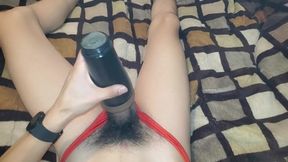 Fleshlight in Bed Playing