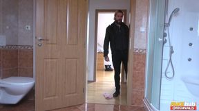 Fakehub Originals - Latina Claudia Bavel Sneaks in for a Wet Bathroom Blowjob &amp; Doggystyle Sex Session with Dean