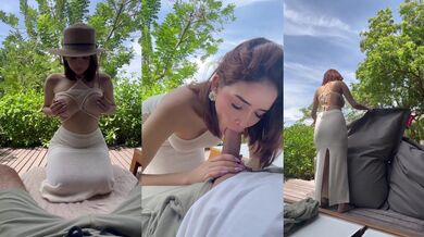 Sexo público con una extraña en la playa, quiere chuparme la polla y follar duro