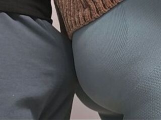 Juicy Panties on the Subway Teach! Stranger Man Rub His Penis and Ejaculate On Gal's Tights In Public Transport