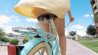 Going for a bare bottom bike ride is the amazing foreplay for hairy twat coed Avi Love. The breeze beneath