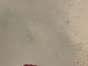Smooth Femboy Cums in the Bath after Shaving Cock and Balls