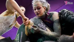 Heavy Blackwork Submissive Anally Owned & Stuffed by Two Dominant Women