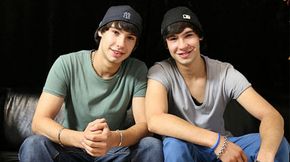 Cute as a button Twins show off flex and finally jerk off