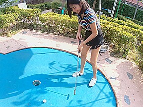 Amateur Thai teen 18+ is really bad at minigolf but good at sex