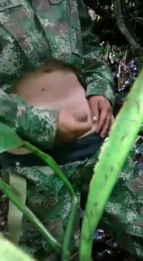 Soldier Beats Off Outdoors - Amateur Latin Military Handjob