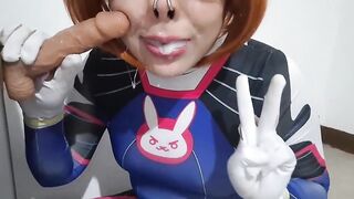 Trams lady with Dva Costume play and DOMINATION & SUBMISSION Nosehook Providing a Blow-job, Slurping Spunk and Fellate to Ginormous Faux-cock