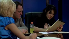 jenny hendrix and beverly hills both swallow cum after this ffm threesome