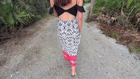 POV Redhead Flashing and Sex Outdoor