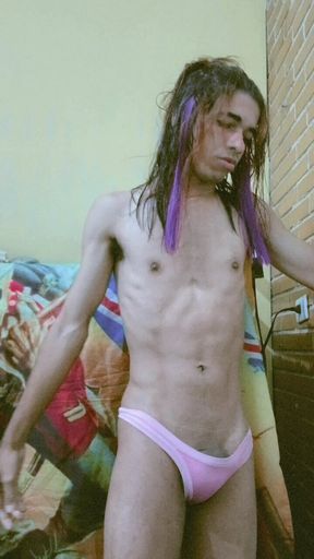 Gay hottie very hot cat in skirt doing stripped and getting in panties