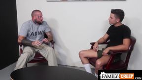 FamilyCreep - Wolf Tattooed Step-Parent Thrusts His Monster Dick Into His Jock Son-In-Law