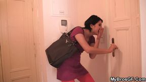 Brunette seduces friend&rsquo;s brother into cheating sex