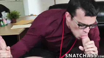 Muscular office hunks bareback geek after work