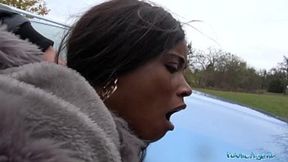 British ebony queen Kiki Minaj's ravaged arse outside, her moans echoing through the streets