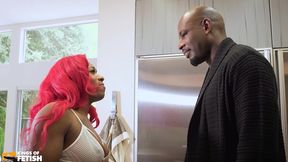 tattooed ebony with huge ass gets her pierced pussy drilled deep by a bbc on the floor