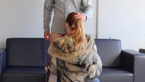Fuck me rough in torn leather leggings and fur coat